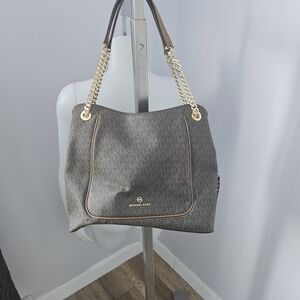 Michael Kors Brown Tote Bag with Gold Accents